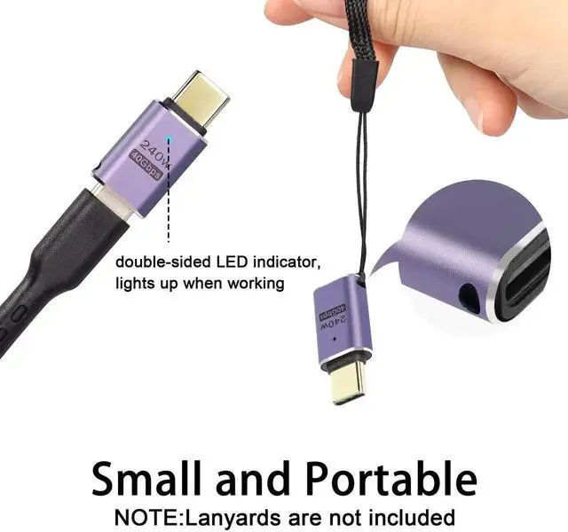 Alt view image 4 of 6 - JAENFONG 240W 40Gbps USB4.0 C Adapter Type C 4.0 Male to Female Connector, with LED Indicator, Support 8K Audio and Video Transmission, for Smartphone Tablet Steam Deck, 2 Pcs (Passthrough F/M)