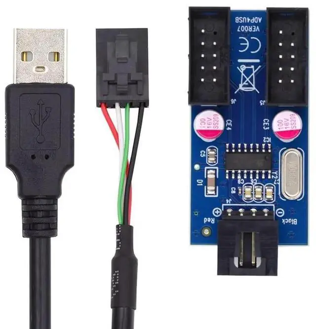 Alt view image 5 of 7 - JAENFONG USB 2.0 Type-A Male 1 to 2 Female Motherboard 9pin Header Extension Cable HUB Connector Adapter Port Multilier