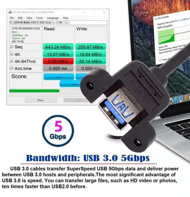 Alt view image 5 of 7 - JAENFONG Straight USB 3.0 Connector Extension Cable Data Adapter Converter Cord for Printer Scanner AIO 30cm