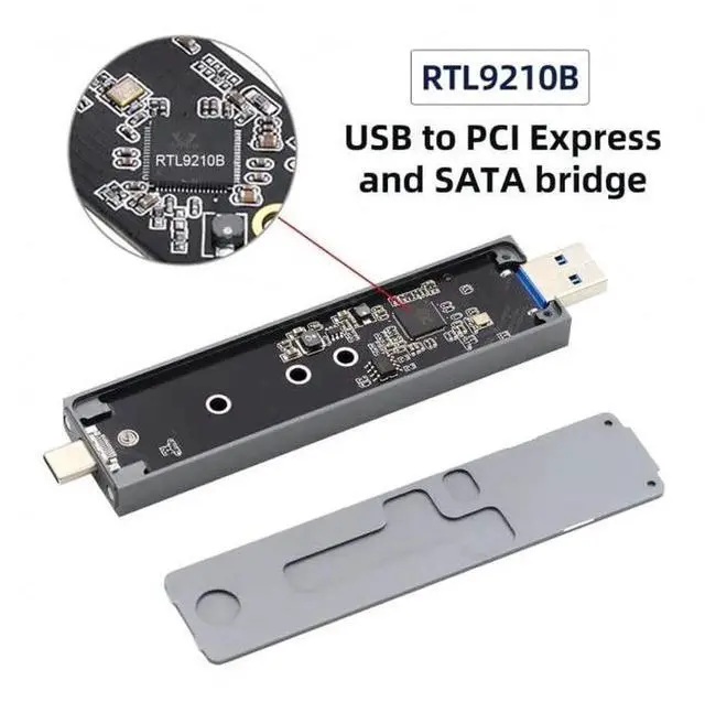 Alt view image 3 of 7 - JAENFONG Type-C USB3.0 to Combo NVME M-Key M.2 NGFF SATA SSD PCBA Case 2280/2242/2230mm Adapter RTL9210B Chipset