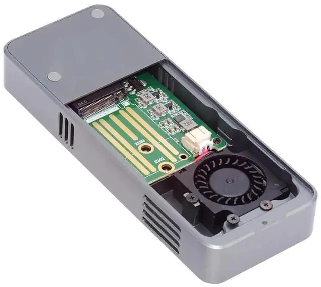 Main image of JAENFONG 40Gbps USB4 Type-C to PCI-E 4.0 X4 NVMe Aluminum M.2 Enclosure NGFF M-Key with Cooling Fan, Anti-Drop SSD Case USB-C 20Gbps ASM2464 Chipset