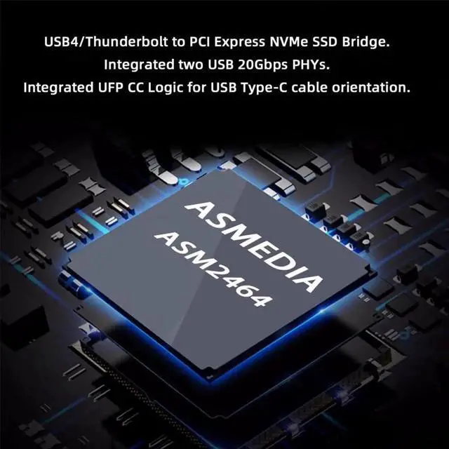 Alt view image 3 of 7 - JAENFONG 40Gbps USB4 Type-C to PCI-E 4.0 X4 NVMe Aluminum M.2 Enclosure NGFF M-Key with Cooling Fan, Anti-Drop SSD Case USB-C 20Gbps ASM2464 Chipset