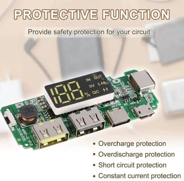 Alt view image 3 of 7 - JAENFONG 18650 Charging Board Dual USB 5V 2.4A Powerbank Board Lithium Battery Charger Mobile Module with Overcharge Overdischarge Short Circuit Protection DIY(2pcs)