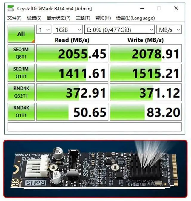 Alt view image 6 of 7 - JAENFONG 20Gbps Type-E USB 3.1 Front Panel Socket to NGFF M-Key NVME Express Converter Card Adapter ASM3242 Chipset for Motherboard (NVME to USB3.1 Type-E)