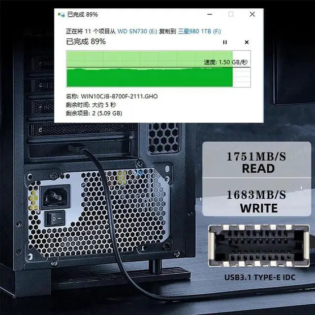 Alt view image 3 of 7 - JAENFONG 20Gbps Type-E USB 3.1 Front Panel Socket to NGFF M-Key NVME Express Converter Card Adapter ASM3242 Chipset for Motherboard (NVME to USB3.1 Type-E)