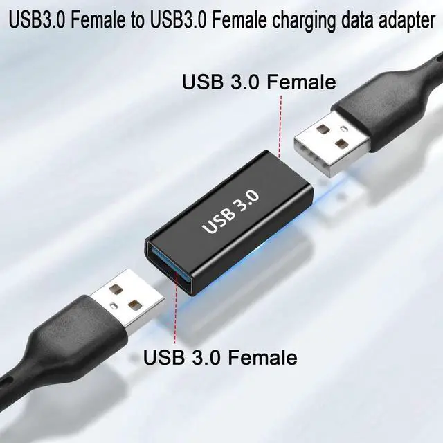Alt view image 2 of 6 - JAENFONG USB3.0 Female to USB3.0 Female Adapter Coupler USB3.0 Jack to Jack Charging Data Connector Extender Socket 5Gbps/10Gbps 5V/3A, Al Alloy Shell, for Laptop Tablet USB Drive, 2Pcs