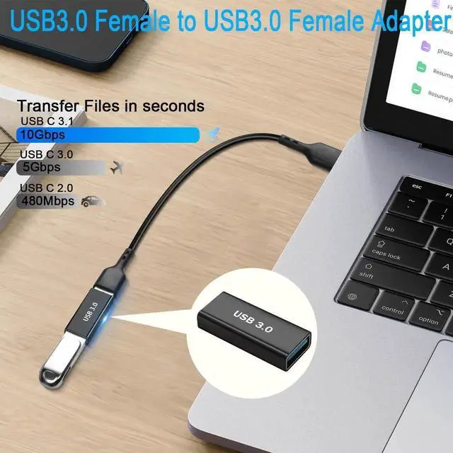 Alt view image 3 of 6 - JAENFONG USB3.0 Female to USB3.0 Female Adapter Coupler USB3.0 Jack to Jack Charging Data Connector Extender Socket 5Gbps/10Gbps 5V/3A, Al Alloy Shell, for Laptop Tablet USB Drive, 2Pcs