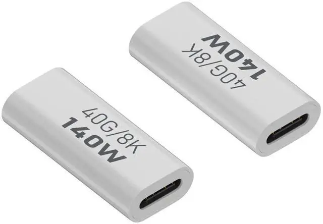 Main image of JAENFONG 140W USB4.0 C Female to Female Data Adapter Coupler 40Gbps USB4.0 Type C Jack to Jack Charging Connector Extender PD140W/8K@60Hz, Al Hull, for Thunderbolt 3 iPhone 15 Steam Deck, 2Pcs