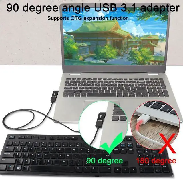 Alt view image 2 of 7 - JAENFONG USB 3.1 90°Angle Adapter 10Gbps USB 3.1 Male to Female Left Angle L-Shaped Connector USB A 3.1 Data Transfer Converter Coupler, 2PCS(Left Angle Side Bend)