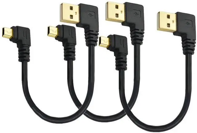Main image of JAENFONG Short Mini USB Cable Type A 2.0 to 5 Pin Mini USB Cord Right Angle Data Charging Cable for Dash Cam, Rearview Mirror, Sat Nav, Camcorders, Cameras, Hard Drive & More (6-inch, 3-Pack)