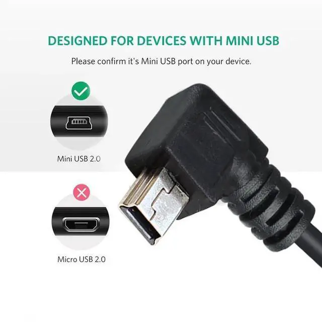 Alt view image 3 of 7 - JAENFONG Short Mini USB Cable Type A 2.0 to 5 Pin Mini USB Cord Right Angle Data Charging Cable for Dash Cam, Rearview Mirror, Sat Nav, Camcorders, Cameras, Hard Drive & More (6-inch, 3-Pack)