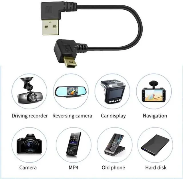 Alt view image 5 of 7 - JAENFONG Short Mini USB Cable Type A 2.0 to 5 Pin Mini USB Cord Right Angle Data Charging Cable for Dash Cam, Rearview Mirror, Sat Nav, Camcorders, Cameras, Hard Drive & More (6-inch, 3-Pack)