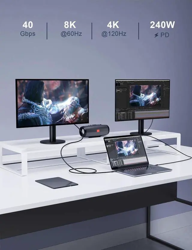 Alt view image 4 of 7 - JAENFONG USB 4 Type-c Male to Female Extension Cable Ultra HD 8K@60Hz 240W Charging 40Gbps Data Transfer Compatible with External SSD eGPU USB4 Extension Cable 1.65Ft, Thunderbolt 3 & 4