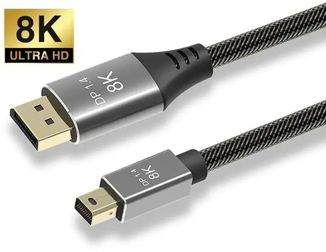 Alt view image 3 of 7 - JAENFONG DisplayPort 1.4 8K 60hz Cable Ultra-HD UHD 4K 144hz Mini DP to DP Cable 76804320 for Video PC Laptop TV (2.0M)