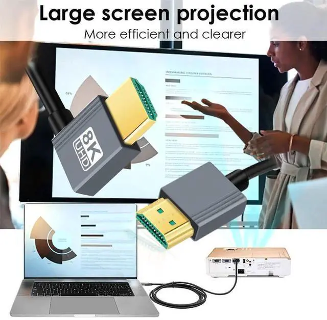 Alt view image 5 of 7 - JAENFONG Left Angled HDMI 2.1 Male to HDMI Male Stretch Coiled Cable 90 Degree 8K 60hz 100cm for Monitor HDTV Computer Laptop