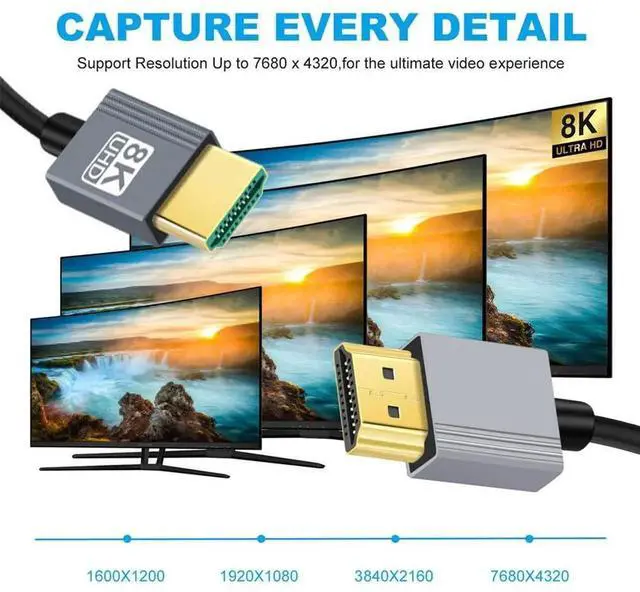 Alt view image 6 of 7 - JAENFONG HDMI 2.1 Male to HDMI Male Stretch Coiled Cable 8K 60hz 100cm for Monitor HDTV Computer Laptop