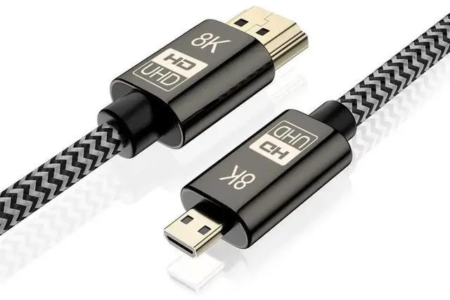 Alt view image 2 of 7 - JAENFONGMicro HDMI to HDMI 2.1 Ultra-HD UHD 8K 60hz 4K 120hz Cable 48Gbs HDMI Cord for Camera Tablet (1.0m)