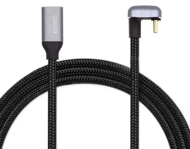 Alt view image 3 of 6 - JAENFONG USB 3.1 USB-C Type C Male to Female Cable 10Gbps Data Transfer, 100W PD Charging Cord 4K 60Hz Video Monitor Cable Opposite U Shape Back Angled with Sleeve for Laptop, Chromebook 3.0M