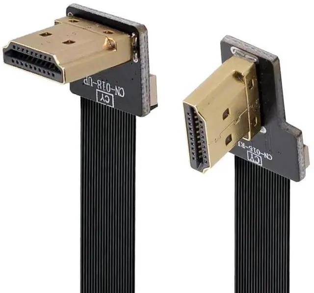 Main image of JAENFONG 20cm CYFPV Dual 90 Degree Right-Up Angled HDMI Type A Male to Male HDTV FPC Flat Cable for FPV HDTV Multicopter Aerial Photography