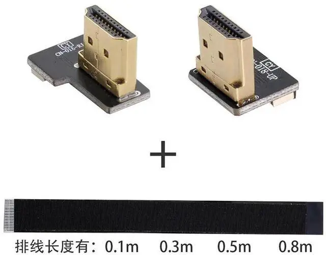 Alt view image 2 of 7 - JAENFONG 10CM CYFPV Dual 90 Degree Right-Up Angled HDMI Type A Male to Male HDTV FPC Flat Cable for FPV HDTV Multicopter Aerial Photography