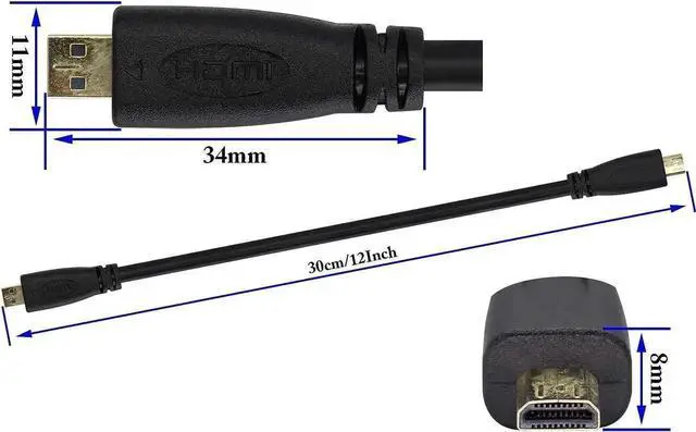 Alt view image 6 of 7 - JAENFONG Micro hdmi Type d to Micro hdmi Cable,High Speed 4k Micro to Micro HDMI Male HD Video Connection line,Connect Smart Phones, Tablets, Cameras,Other Equipment.(M/M 30cm)(D/D)
