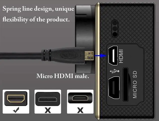 Alt view image 4 of 7 - JAENFONG Micro hdmi Type d to Micro hdmi Cable,High Speed 4k Micro to Micro HDMI Male HD Video Connection line,Connect Smart Phones, Tablets, Cameras,Other Equipment.(M/M 30cm)(D/D)