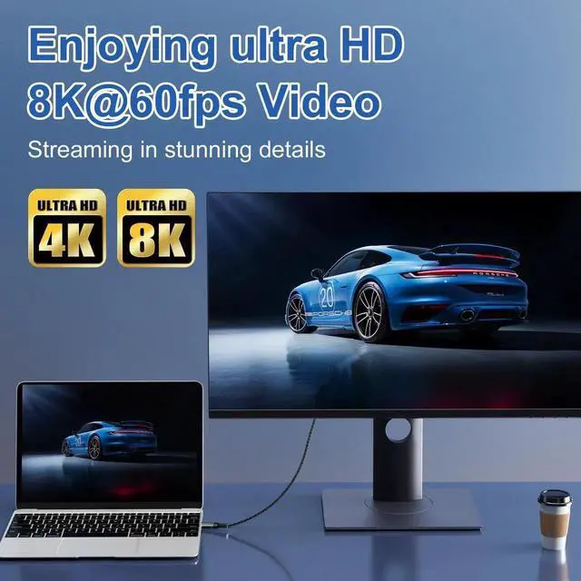 Alt view image 6 of 7 - JAENFONG Short USB C Thunderbolt 4 Cable 1.65ft, USB4 Braided Cables 40Gbps, 8K 60Hz PD 240W Compatible with Thunderbolt 4/3, USB4/3, Type C, for Mac MacBook Pro, SSD eGPU, 0.5 Meter