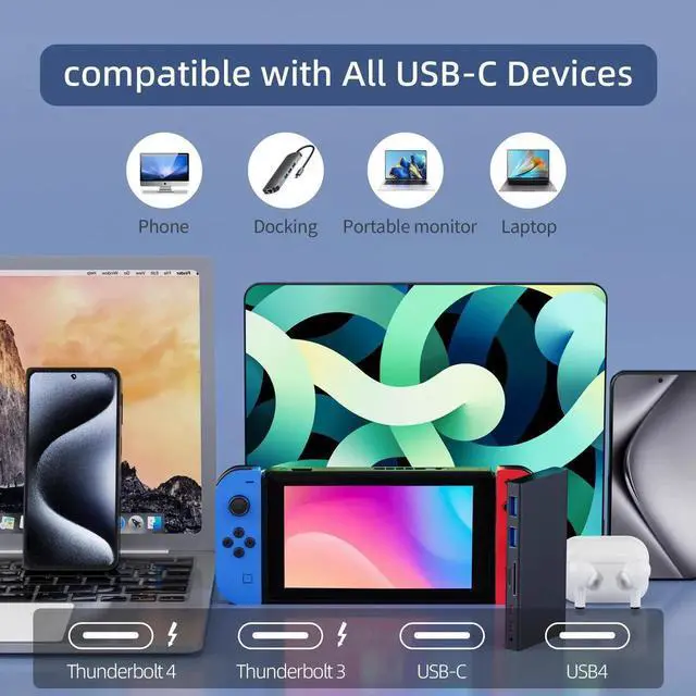 Alt view image 2 of 7 - JAENFONG Short USB C Thunderbolt 4 Cable 1.65ft, USB4 Braided Cables 40Gbps, 8K 60Hz PD 240W Compatible with Thunderbolt 4/3, USB4/3, Type C, for Mac MacBook Pro, SSD eGPU, 0.5 Meter