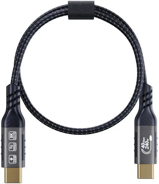 Alt view image 4 of 7 - JAENFONG Short USB C Thunderbolt 4 Cable 1.65ft, USB4 Braided Cables 40Gbps, 8K 60Hz PD 240W Compatible with Thunderbolt 4/3, USB4/3, Type C, for Mac MacBook Pro, SSD eGPU, 0.5 Meter