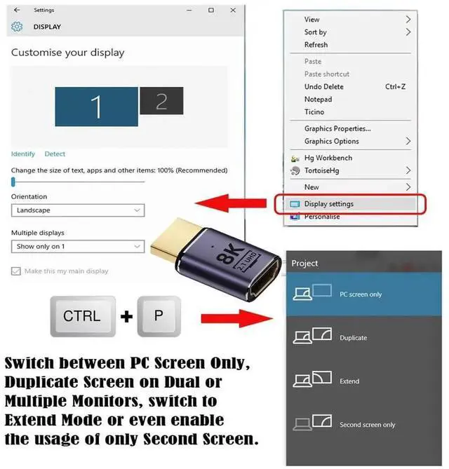 Alt view image 3 of 7 - JAENFONG 8K HDMI Male to HDMI 2.1 Female UHD Extension Gold Converter Adapter Support 8K 60hz HDTV