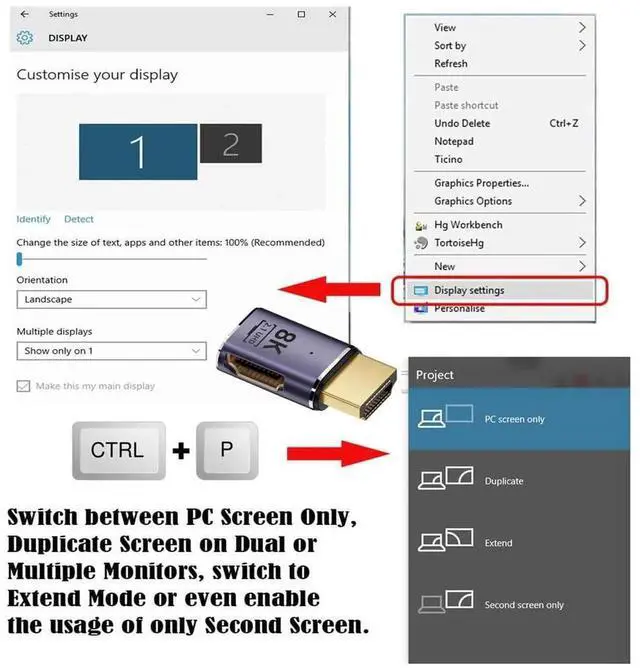 Alt view image 2 of 7 - JAENFONG HDMI 8K Male to HDMI 2.1 Female Flat Horizontal 90 Degree Right Angled UHD Extension Adapter Support 8K 60hz HDTV