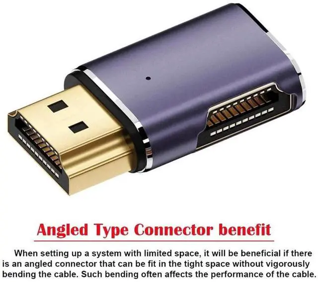 Alt view image 3 of 7 - JAENFONG HDMI 8K Male to HDMI 2.1 Female Flat Horizontal 90 Degree Right Angled UHD Extension Adapter Support 8K 60hz HDTV