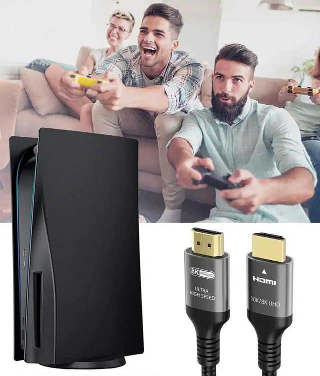 Alt view image 2 of 7 - JAENFONG 10K 8K 4K HDMI Cable 48Gbps 10 FT, Certified Ultra High Speed HDMI® Cable 4K 240Hz 144Hz 120Hz 8K60Hz 0.01ms HDR10+ eARC HDCP2.3 Netflix TV PC Monitor Projector PS5 Xbox