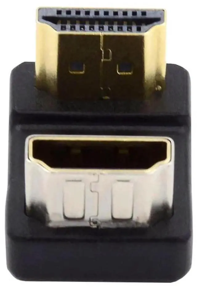 Main image of JAENFONG 4K Standard HDMI 1.4 Male Type-A to HDMI Female Converter, Port Savers Down 360 Degree Opposite U Shape Back Angled Extension Adapter
