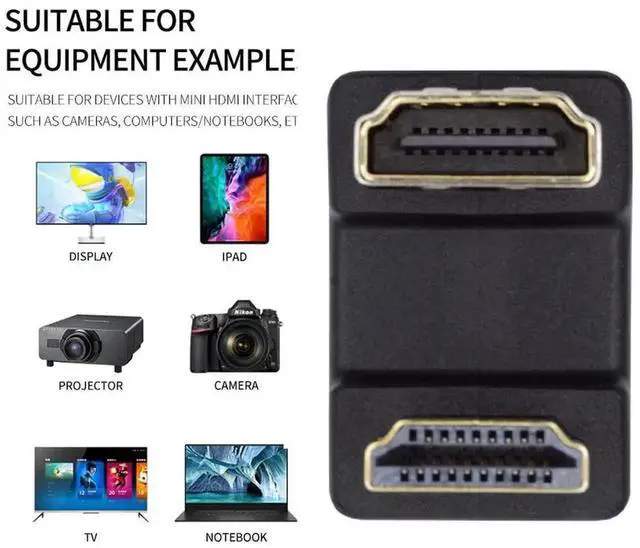 Alt view image 7 of 7 - JAENFONG 4K Standard HDMI 1.4 Male Type-A to HDMI Female Converter, Port Savers Down 360 Degree Opposite U Shape Back Angled Extension Adapter