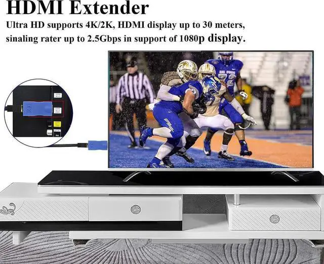 Alt view image 4 of 7 - JAENFONG HDMI Extender by cat.6/6e Cable,1080P HDMI Male to RJ45 Female Converter 4k Network ethernet Adapter,cat5 to hdmi Converter,Apply to HDTV,DVD,PS4,Set-top Boxes,projectors,etc.(2Pack (Blue)