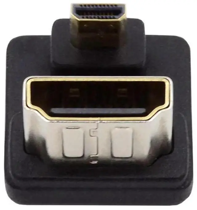 Main image of JAENFONG 4K Port Savers Micro HDMI 1.4 Male Type-D to HDMI Female Down Opposite U Shape Back Angled 360 Degree Extension Adapter