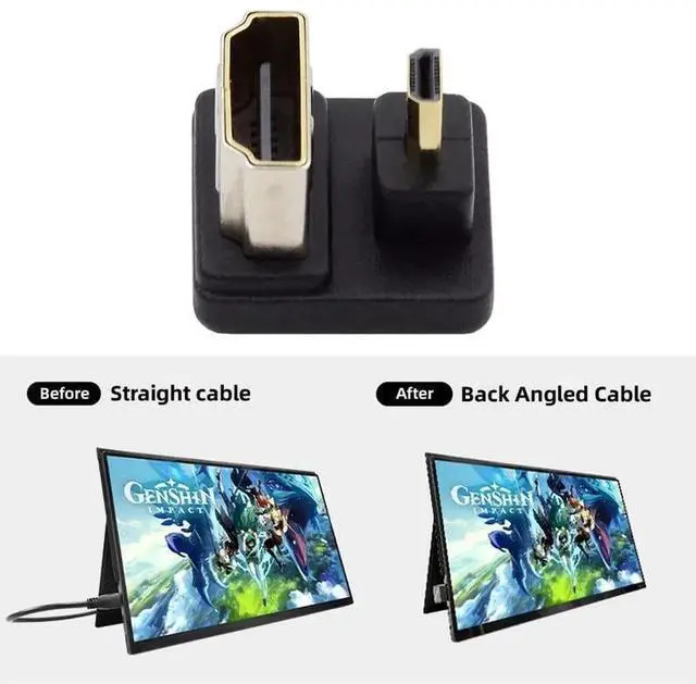Alt view image 7 of 7 - JAENFONG 4K Port Savers Micro HDMI 1.4 Male Type-D to HDMI Female Down Opposite U Shape Back Angled 360 Degree Extension Adapter