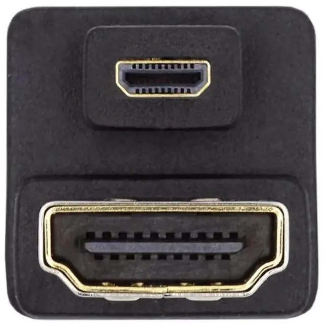 Alt view image 4 of 7 - JAENFONG 4K Port Savers Micro HDMI 1.4 Male Type-D to HDMI Female Down Opposite U Shape Back Angled 360 Degree Extension Adapter