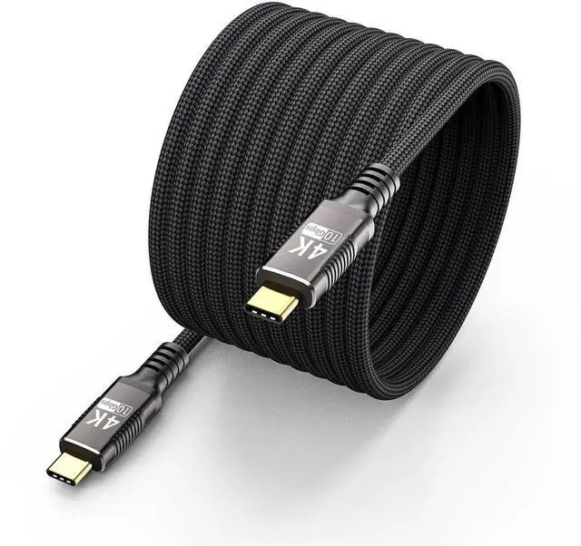 Main image of USB C Long Cable 16FT/5M Compatible with Thunderbolt 3,USB C 3.1 Gen 1 Cable 10Gbps Data Transfer,4K@60Hz/2K@120Hz Video Output Monitor Cord,Type-C Nylon Braided PD3.0 100W Fast Charging.