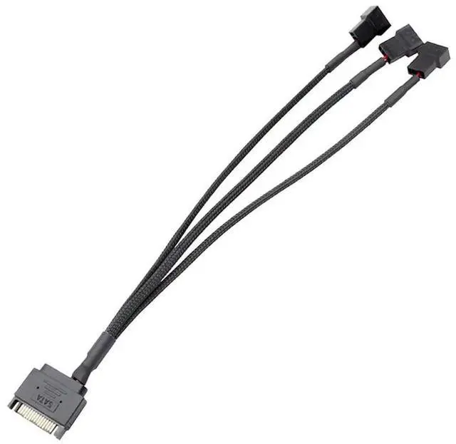 Alt view image 3 of 6 - JAENFONG SATA to 3 Pin / 4 Pin Fan Adapter, 15 Pin SATA to 12V PC Case Fan Splitter Extension Power Cable Adapter 10.6 27cm (1 to 3)