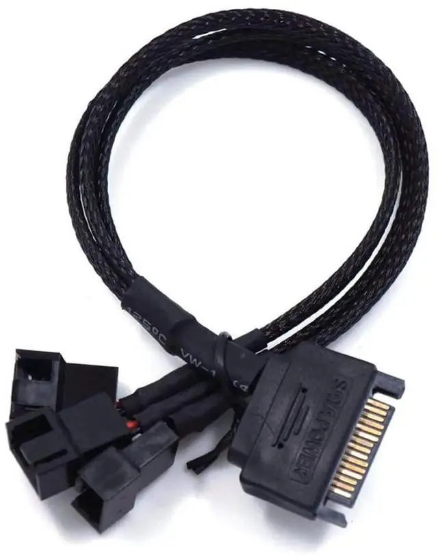 Alt view image 5 of 6 - JAENFONG SATA to 3 Pin / 4 Pin Fan Adapter, 15 Pin SATA to 12V PC Case Fan Splitter Extension Power Cable Adapter 10.6 27cm (1 to 3)