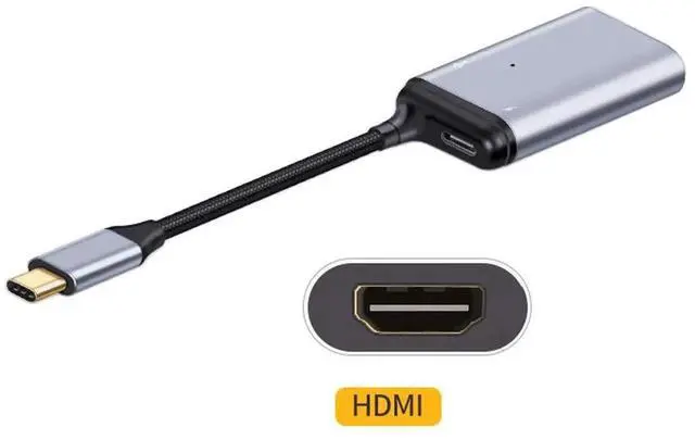 Alt view image 2 of 6 - JAENFONG USB-C Type C to HDMI Converter HDTV Adapter 4K 60hz 1080p with Female PD Power Port