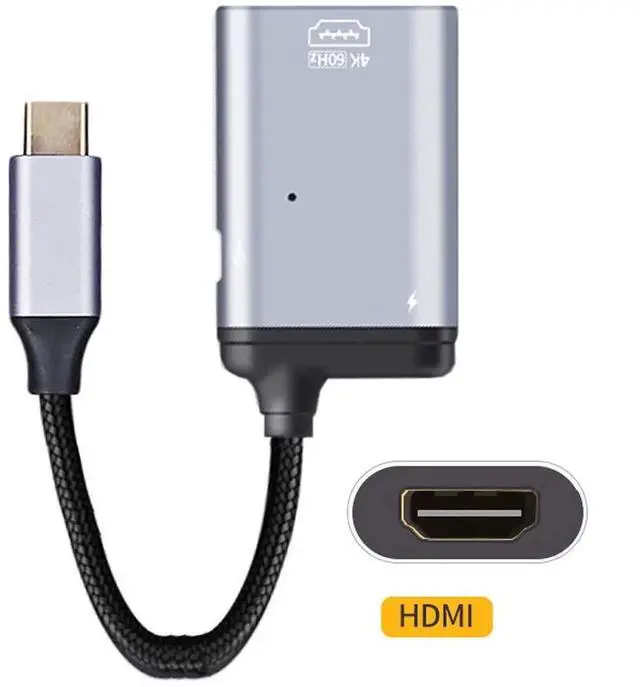 Alt view image 5 of 6 - JAENFONG USB-C Type C to HDMI Converter HDTV Adapter 4K 60hz 1080p with Female PD Power Port