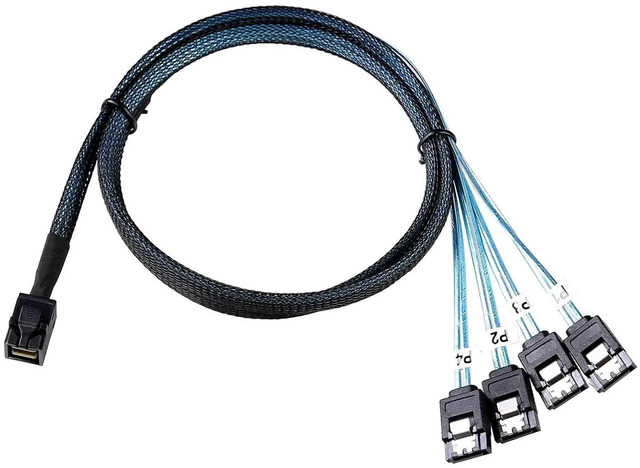 thumbnail image 2 of Mini SAS To 4 SATA SFF-8087 Multi-Lane Forward Breakout Internal Cable - 1 Meter 2 of 6