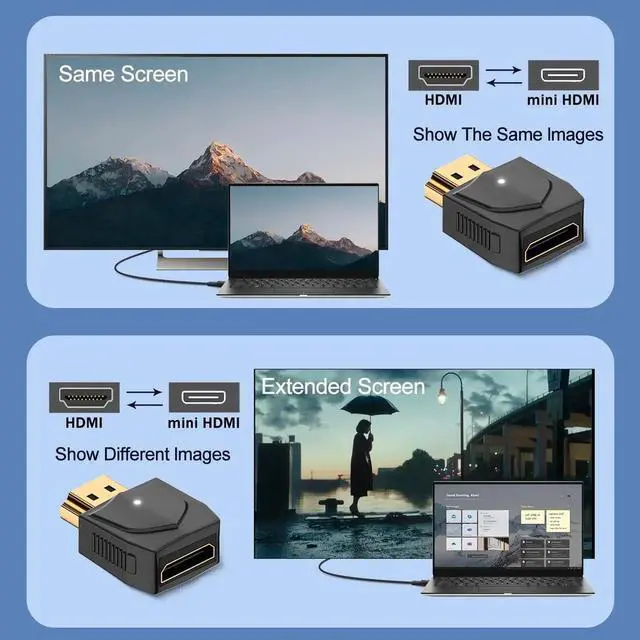 Alt view image 5 of 6 - JAENFONG HDMI to Mini HDMI 8K Adapter Converter UHD 2.1, Gold Plated Male to Female Connector, 3D 8K@60Hz/4K@120Hz, LED Light, for Laptop HDTV Monitor Projector Digital Camera, 2Pcs