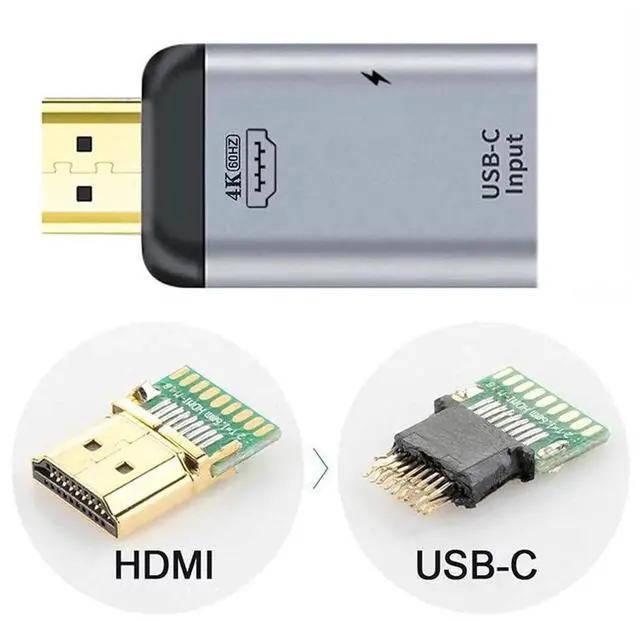 Alt view image 5 of 7 - JAENFONG USB-C Type C Female Source to HDMI Sink HDTV & PD Power Adapter 4K 60hz 1080p for Phone & Laptop
