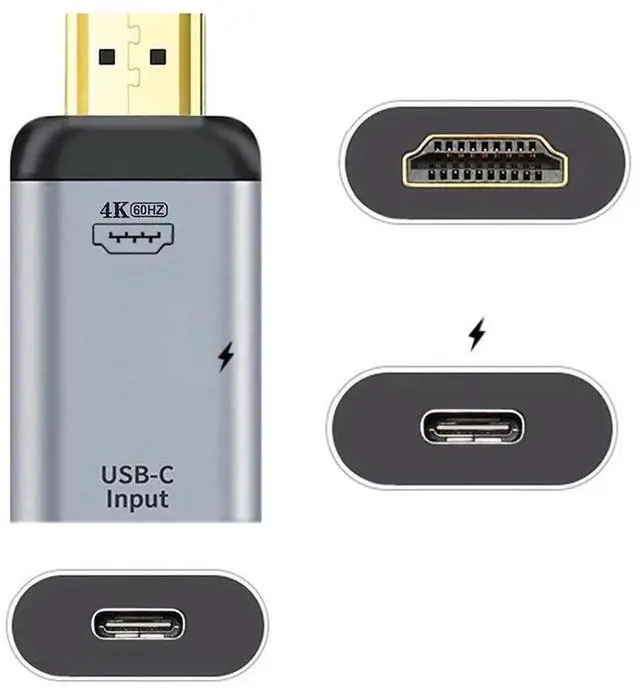 Alt view image 7 of 7 - JAENFONG USB-C Type C Female Source to HDMI Sink HDTV & PD Power Adapter 4K 60hz 1080p for Phone & Laptop