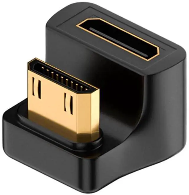 Main image of JAENFONG 8K Mini HDMI U Shape Angle Adapter UHD2.1 Mini HDMI Male to Mini HDMI Female 180 Degree Down HD Display Connector, LED Light, for DSLR Portable Camcorder Tablet PC (Reverse)