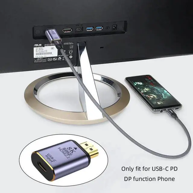 Alt view image 4 of 7 - JAENFONG USB-C Type C Female Source to HDMI Sink HDTV Adapter 8K@60hz 4K@120hz for Tablet & Phone & Laptop